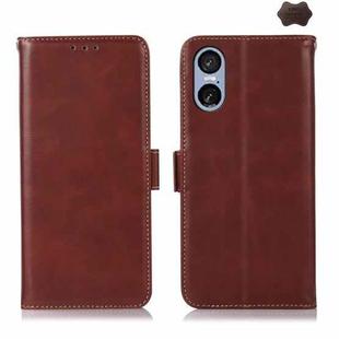 For Sony Xperia 5 VI Magnetic Crazy Horse Texture Genuine Leather RFID Phone Case(Brown)