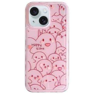 For iPhone 15 Creative Edge Elves Cat Pattern TPU + PC Phone Case(Pink)