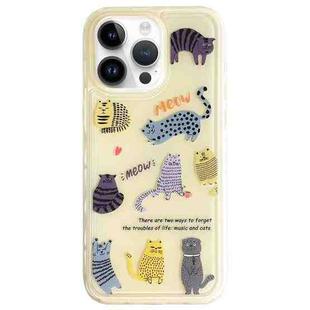 For iPhone 14 Pro Max Creative Edge Elves Cat Pattern TPU + PC Phone Case(Yellow)