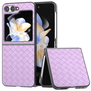 For Samsung Galaxy Z Flip6 Black Frame Woven Texture PU Phone Case(Purple)