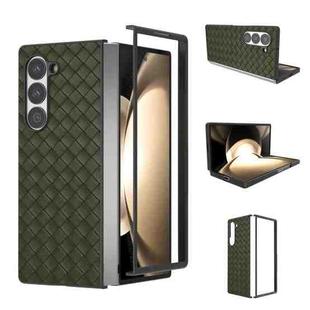 For Samsung Galaxy Z Fold6 Black Frame Woven Texture PU Phone Case(Green)