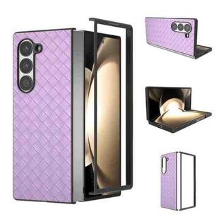 For Samsung Galaxy Z Fold6 Black Frame Woven Texture PU Phone Case(Purple)