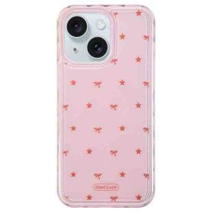 For iPhone 15 Creative Edge Small Fresh Pattern TPU + PC Phone Case(Pink)