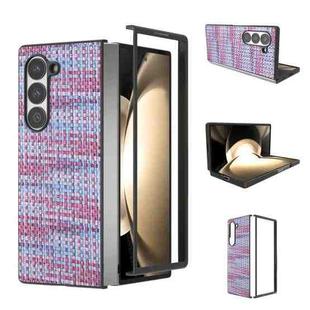 For Samsung Galaxy Z Fold6 Black Frame Color Lattice Texture PU Phone Case(Purple)