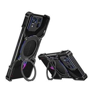 For Asus ROG Phone 8 / 8 Pro Mechanical Arm Borderless MagSafe Holder Metal Phone Case(Black Blue)