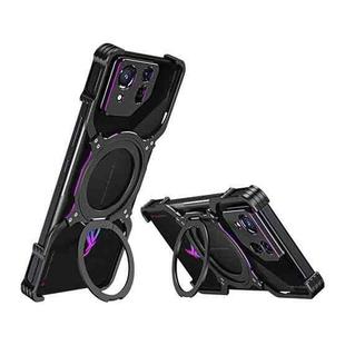 For Asus ROG Phone 8 / 8 Pro Mechanical Arm Borderless MagSafe Holder Metal Phone Case(Black Purple)