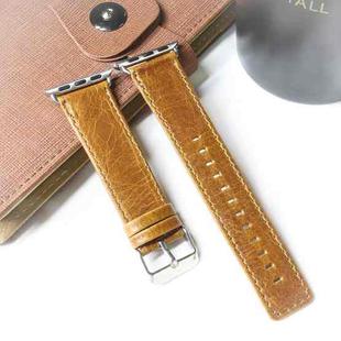 For Apple Watch 5 & 4 44mm / 3 & 2 & 1 42mm Square Tail Retro Crazy Horse Texture Leather Watch Band(Light Brown)