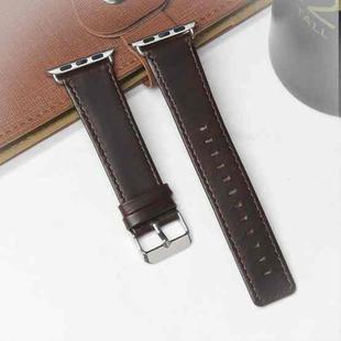 For Apple Watch 5 & 4 44mm / 3 & 2 & 1 42mm Square Tail Retro Crazy Horse Texture Leather Watch Band(Dark Brown)