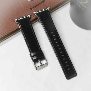 For Apple Watch Series 8&7 41mm / SE 2&6&SE&5&4 40mm / 3&2&1 38mm Square Tail Retro Crazy Horse Texture Leather Watch Band(Black)