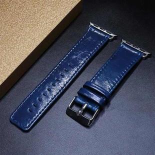 For Apple Watch Series 8&7 41mm / SE 2&6&SE&5&4 40mm / 3&2&1 38mm Square Tail Retro Crazy Horse Texture Leather Watch Band(Dark Blue)