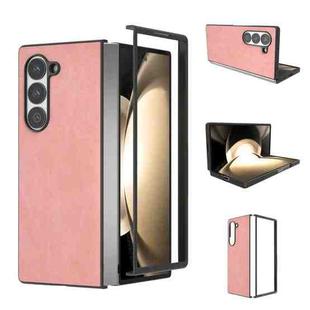 For Samsung Galaxy Z Fold6 Black Frame PU Leather Full Coverage Phone Case(Pink)