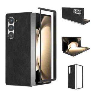 For Samsung Galaxy Z Fold6 Black Frame PU Leather Full Coverage Phone Case(Black)