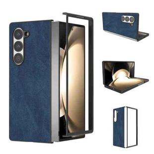 For Samsung Galaxy Z Fold6 Black Frame PU Leather Full Coverage Phone Case(Blue)