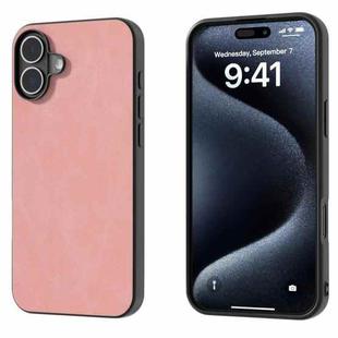 For iPhone 16 Plus Black Frame PU Leather Full Coverage Phone Case(Pink)