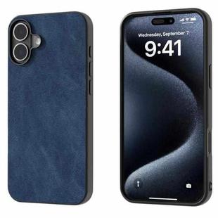 For iPhone 16 Black Frame PU Leather Full Coverage Phone Case(Blue)
