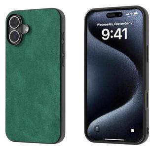 For iPhone 16 Black Frame PU Leather Full Coverage Phone Case(Green)