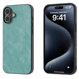 For iPhone 16 Black Frame PU Leather Full Coverage Phone Case(Light Blue)
