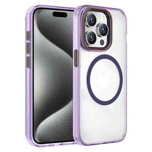 For iPhone 15 Pro Crystal TPU Hybrid PC MagSafe Phone Case(Transparent Purple)