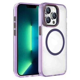 For iPhone 13 Pro Max Crystal TPU Hybrid PC MagSafe Phone Case(Transparent Purple)