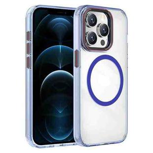 For iPhone 12 Pro Max Crystal TPU Hybrid PC MagSafe Phone Case(Transparent Blue)