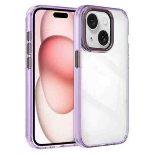 For iPhone 15 Crystal TPU Hybrid PC Phone Case(Transparent Purple)