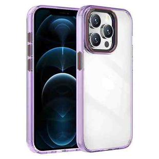 For iPhone 12 Pro Max Crystal TPU Hybrid PC Phone Case(Transparent Purple)