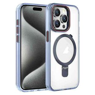 For iPhone 15 Pro Crystal TPU Hybrid PC MagSafe Holder Phone Case(Transparent Blue)