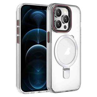 For iPhone 12 Pro Max Crystal TPU Hybrid PC MagSafe Holder Phone Case(Transparent)