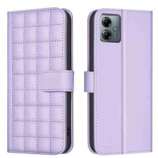 For Motorola Moto G14 4G / G54 5G EU Version Square Texture Leather Phone Case(Purple)