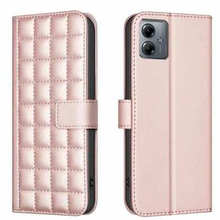 For Motorola Moto G14 4G / G54 5G EU Version Square Texture Leather Phone Case(Rose Gold)