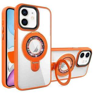 For iPhone 11 MagSafe Flip Holder Full Coverage TPU+PC Clear Phone Case(Orange)