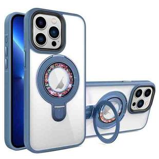 For iPhone 13 Pro MagSafe Flip Holder Full Coverage TPU+PC Clear Phone Case(Blue)