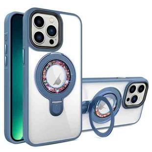 For iPhone 13 Pro Max MagSafe Flip Holder Full Coverage TPU+PC Clear Phone Case(Blue)