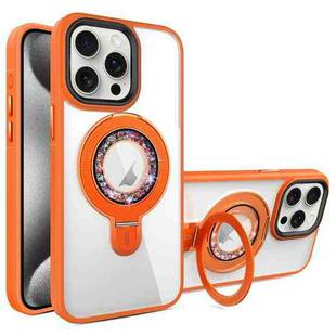 For iPhone 15 Pro Max MagSafe Flip Holder Full Coverage TPU+PC Clear Phone Case(Orange)