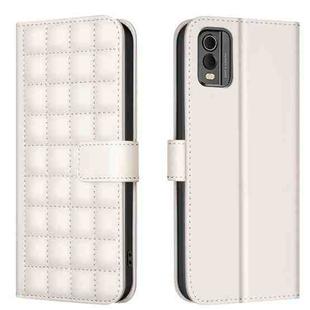 For Nokia C32 Square Texture Leather Phone Case(Beige)