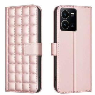 For vivo Y35 4G / Y22s Square Texture Leather Phone Case(Rose Gold)