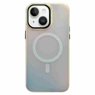 For iPhone 14 Laser Metal Lens Protection Frame MagSafe Phone Case(Black)