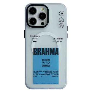 For iPhone 15 Pro Max Frosted Metal Lens Protection Frame MagSafe Phone Case(Blue Label)