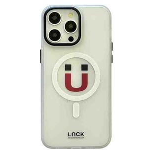 For iPhone 14 Pro Frosted Metal Lens Protection Frame MagSafe Phone Case(Magnet Emoji)