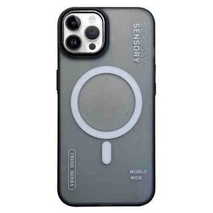 For iPhone 14 Pro Frosted Metal Lens Protection Frame MagSafe Phone Case(Black SENSORY)