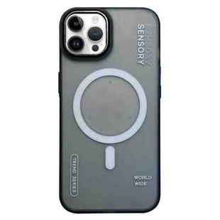 For iPhone 13 Pro Max Frosted Metal Lens Protection Frame MagSafe Phone Case(Black SENSORY)