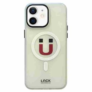 For iPhone 12 Frosted Metal Lens Protection Frame MagSafe Phone Case(Magnet Emoji)