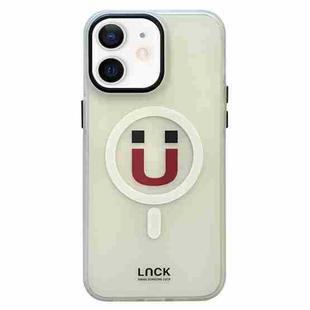 For iPhone 11 Frosted Metal Lens Protection Frame MagSafe Phone Case(Magnet Emoji)