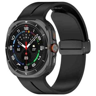 For Samsung Galaxy Watch Ultra 47mm Magnetic Folding Buckle Silicone Watch Band(Black)