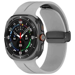 For Samsung Galaxy Watch Ultra 47mm Magnetic Folding Buckle Silicone Watch Band(Grey)