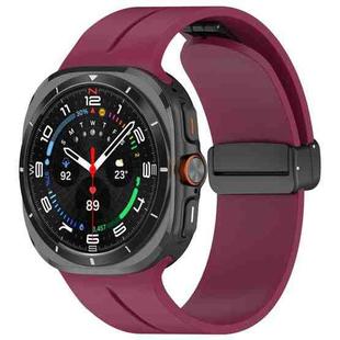 For Samsung Galaxy Watch Ultra 47mm Magnetic Folding Buckle Silicone Watch Band(Wine Red)