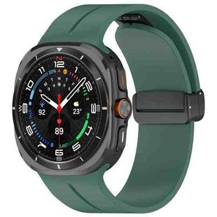 For Samsung Galaxy Watch Ultra 47mm Magnetic Folding Buckle Silicone Watch Band(Dark Green)