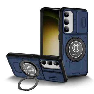 For Samsung Galaxy S23 5G Sliding Camshield TPU Hybrid PC Magnetic Holder Phone Case(Dark Blue)