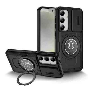 For Samsung Galaxy S23+ 5G Sliding Camshield TPU Hybrid PC Magnetic Holder Phone Case(Black)