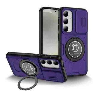 For Samsung Galaxy S24+ 5G Sliding Camshield TPU Hybrid PC Magnetic Holder Phone Case(Purple)